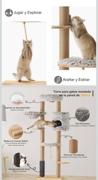 Torre para gatos con camitas y rascador