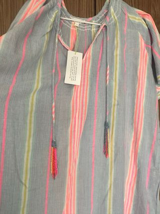 Vestido veraniego rayas multicolor con etiqueta