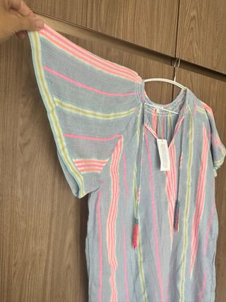 Vestido veraniego rayas multicolor con etiqueta