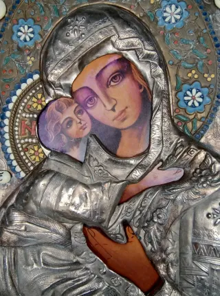 Icona Sacra Madonna Della Tenerezza Russa