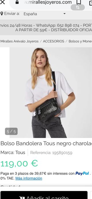 Bolso Bandolera Tous Negro Charol