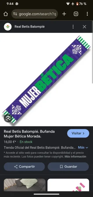 Bufanda Real Betis Balompié Mujer Nueva