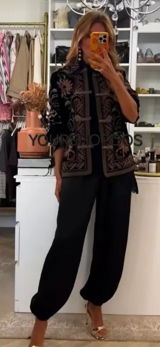 Chaqueta Zara Terciopelo Bordada T/L