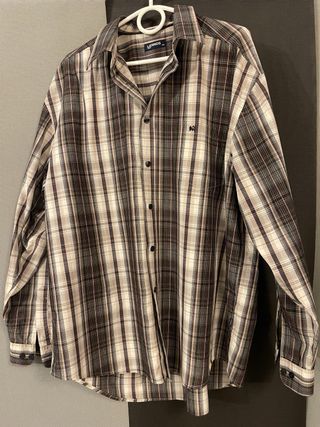 Camisa Lerros Hombre XXL Cuadros Marrón Beige