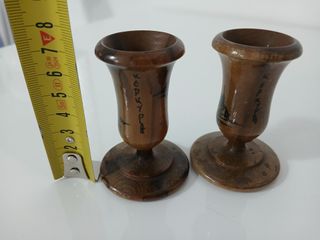 Coppia Bicchierini Legno Dipinti