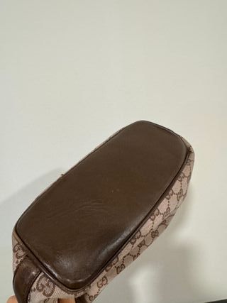 Bolso Hombro Gucci GG Tela Beige y Marrón