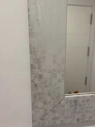 Consola de cristal y Espejo con marco de madera