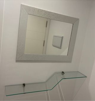 Consola de cristal y Espejo con marco de madera