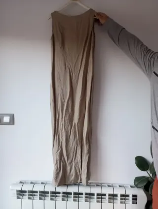 Vestido largo tirantes beige