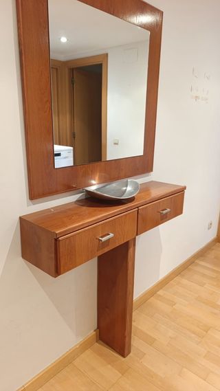 Mueble recibidor y espejo madera