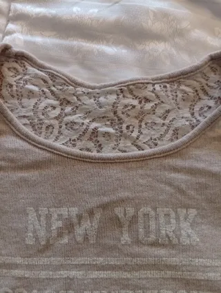 Maglia beige con pizzo New York