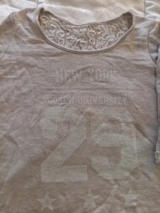 Maglia beige con pizzo New York