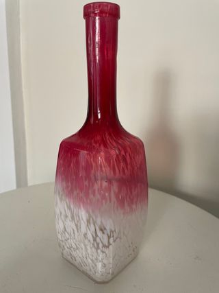 Bottiglia di vetro effetto Murano rosa e bianco