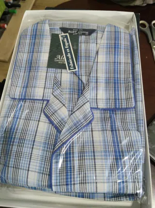 Pijama Aldy Hombre Cuadros Azul Blanco