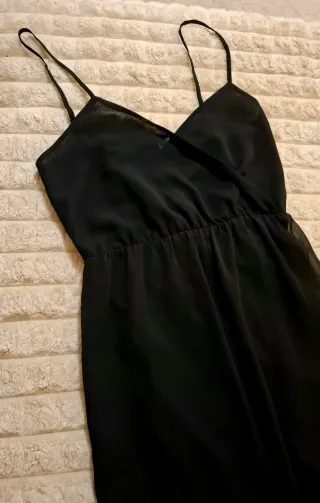Abito lungo chiffon nero taglia XS/S