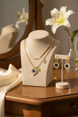 Conjunto 18klt Chapado Oro Trébol