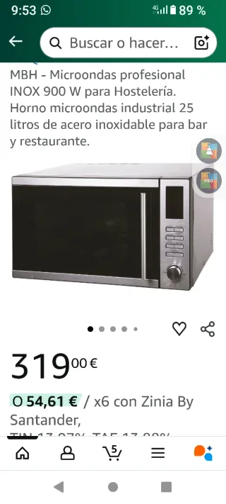 Microondas Horno Grill Acero Inoxidable
