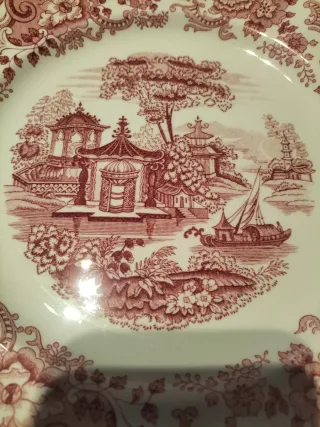 6 Platos Llanos Cartuja Rojos nuevos