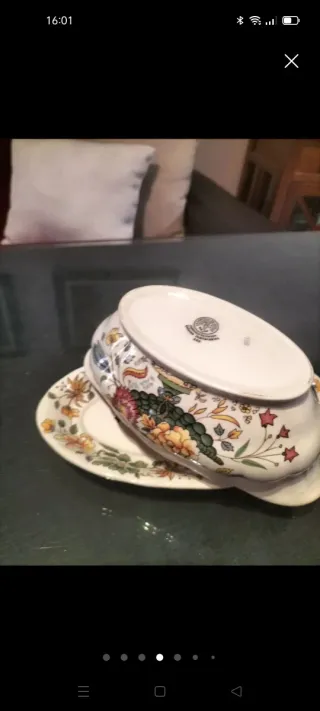 Salsera y bandeja Cartuja porcelana