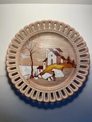 Piatto grande ceramica Maiolica decorato