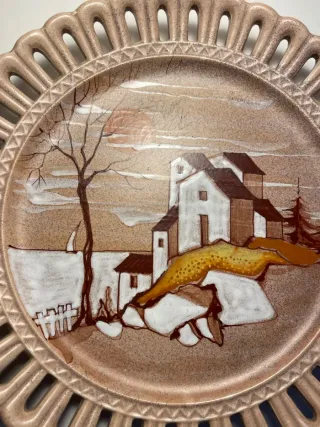 Piatto grande ceramica Maiolica decorato