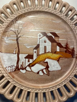 Piatto grande ceramica Maiolica decorato