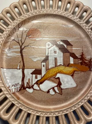 Piatto grande ceramica Maiolica decorato