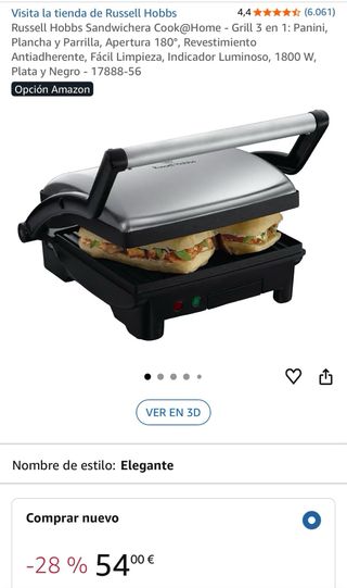 Sandwichera Plancha Russell Hobbs Acero Inox