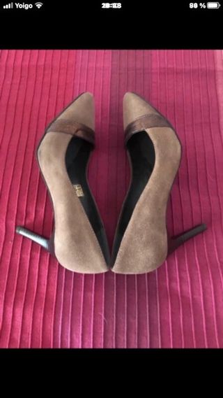 Zapatos Patricia Miller Piel Marrón y Dorado