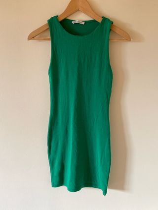 Vestido Mini Verde Zara Talla S