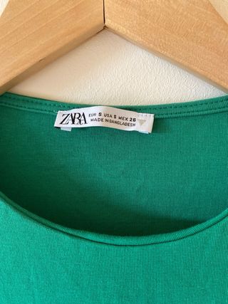 Vestido Mini Verde Zara Talla S