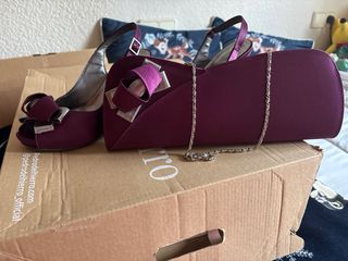 Lote Zapatos y Cartera Morados a Juego