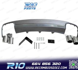 KIT DIFUSOR AUDI A4 B8 11-15 LOOK S4 + 2 COLAS DOBLES INOX