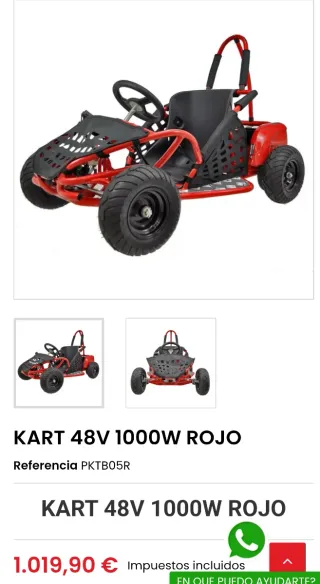 Kart Eléctrico 1000W Rojo