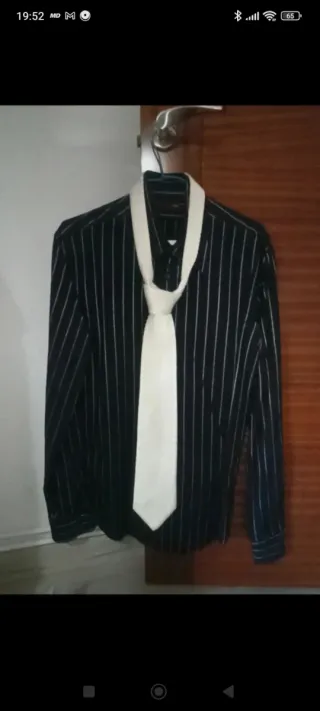 Traje Zara Negro + Camisa + Corbata Seda