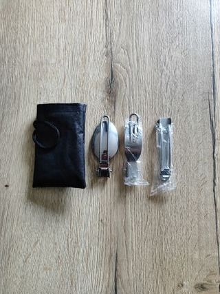 Cubiertos plegables inox + funda | Camping