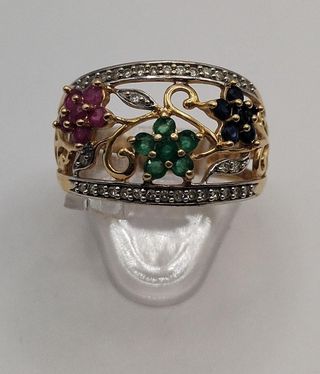 Anillo Flores Circ de oro 18k, 5,01gr, Ref. O-324.