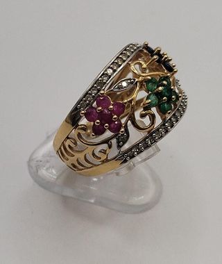 Anillo Flores Circ de oro 18k, 5,01gr, Ref. O-324.