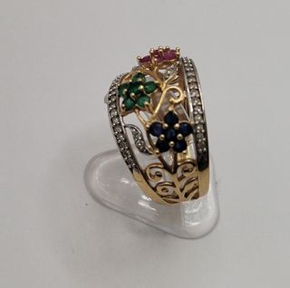 Anillo Flores Circ de oro 18k, 5,01gr, Ref. O-324.