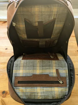 Mochila maletín piel de cuero retro vintage