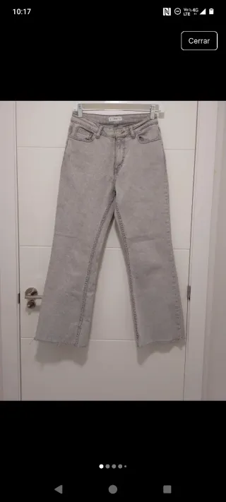 Pantalones vaqueros campana gris claro Mango Teen