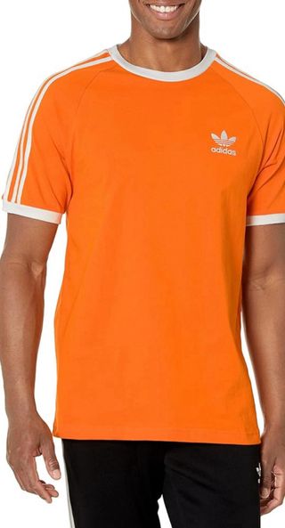 Camiseta Adidas Naranja Rayas Blancas