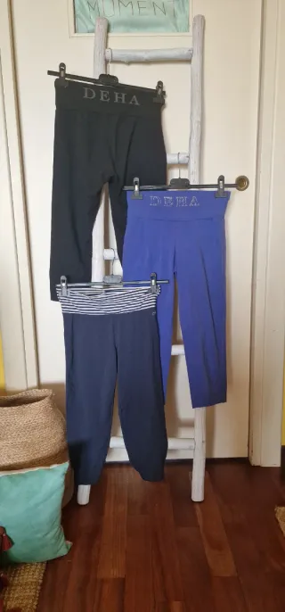 Set 3 leggings Deha neri e blu