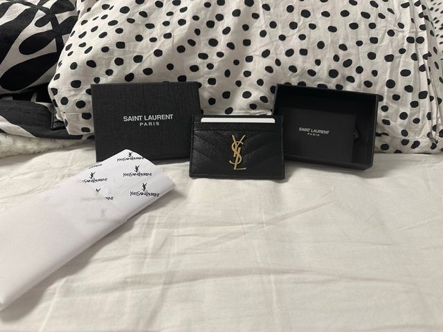 Tarjetero Yves Saint Laurent Negro Dorado