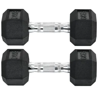 2 Mancuernas 6kg + Barra Conexión