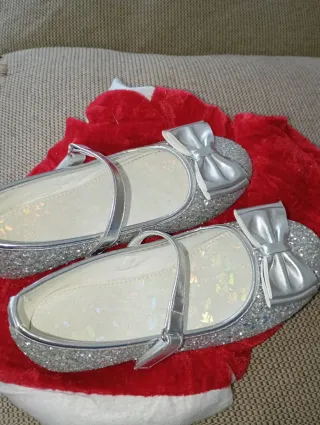 Manoletinas Niña Plata con Lazo