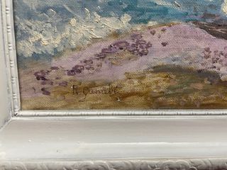 Óleo firmado: Escena de pesca en la playa