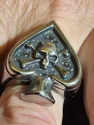 Anello teschio e ossa incrociate acciaio