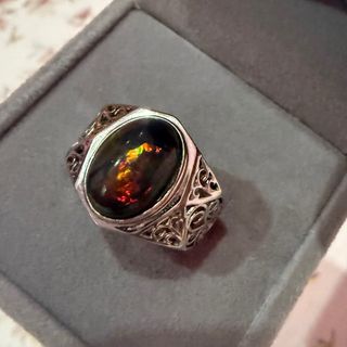 Anillo Ópalo Fuego Plata 925 ajustable