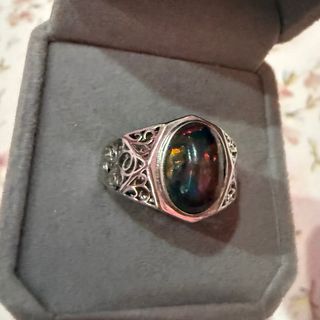Anillo Ópalo Fuego Plata 925 ajustable